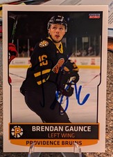 AUTOGRAPHED 19-20 Providence Bruins (AHL) SIGNED Brendan Gaunce AUTO BRUINS