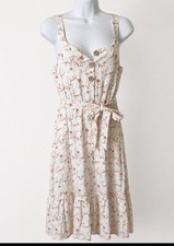 Lauren Conrad Prairie Spring/Summer Sun Dress Women's Floral Long Lined Small F5