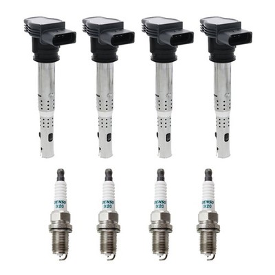 Eldor 4 Ignition Coils Denso Iridium Spark Plugs Kit for A4 Q3 GTI Tiguan Jetta