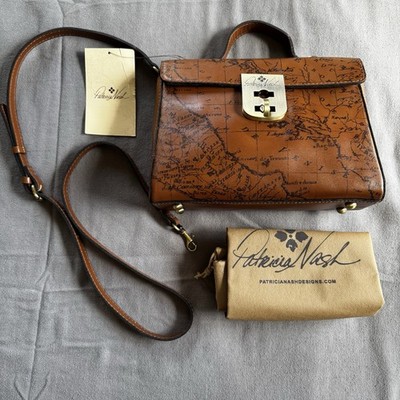 Patricia Nash Signature Map Crossbody Purse Handbag Carisbrooke Riot Rust NWT