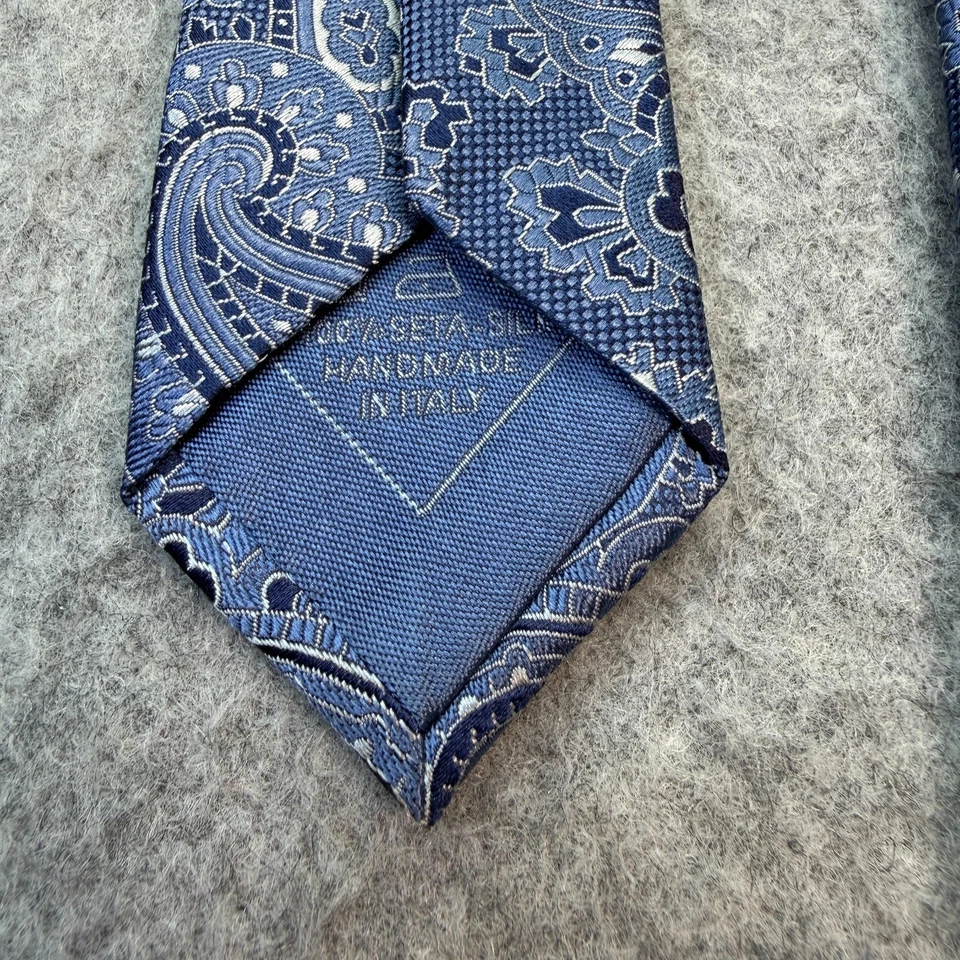 "Corbata de seda Brioni para hombre azul marino cachemira 100 % seda hecha a mano en Italia 3,25""" Foto 4 de 4