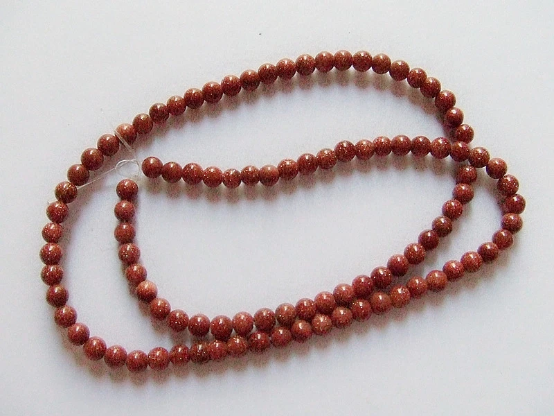 1filo/100pz perline pietra d'oro goldstone sintetica tondo 4mm colore marrone