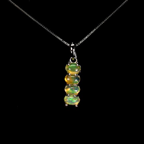Verano 925 Collar de Plata Ovalado Ópalo de Fuego 6x4mm Piedra Preciosa Joyería - Imagen 2 de 9