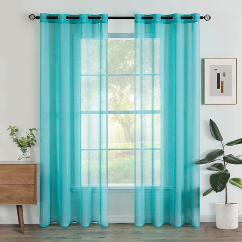 Odot Tende Trasparenti per Interni, Tende Camera da Letto con Passanti, Tenda Filtranti 2 Pannelli, Stampe Fiori Tenda Voile Semi Sheer per Soggiorno Camera (Foglie verdi,140x275cm