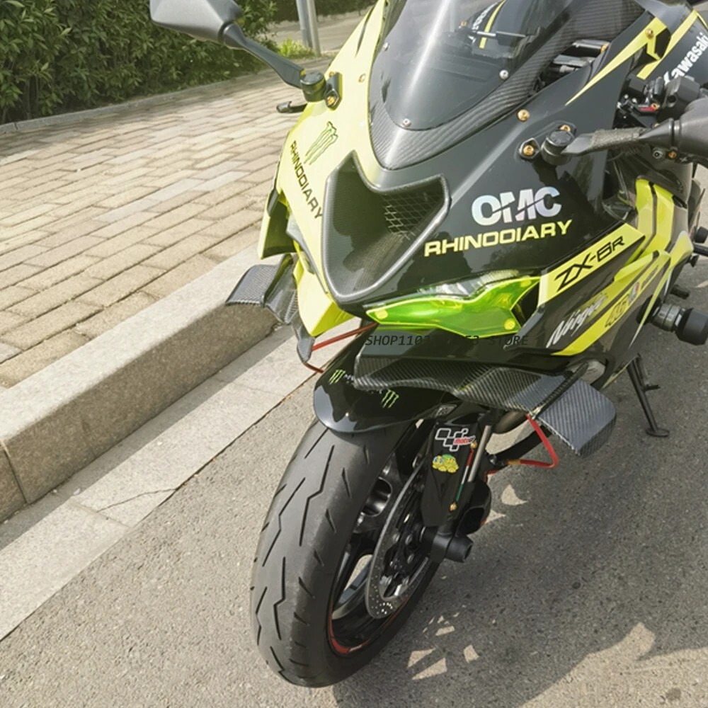 Kawasaki ZX-6R carbon fiber front windshield wing fairing