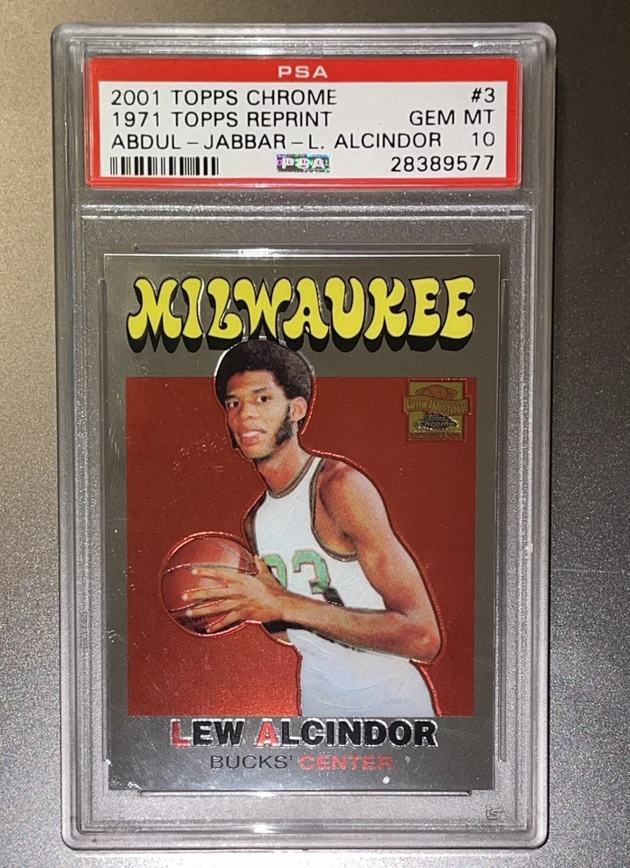 Pop 1 of 1🔥2001 KAREEM ABDUL-JABBAR LEW ALCINDOR TOPPS CHROME 1971 RP #3 PSA 10 - Image 3 of 4