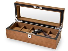PREMIUM WATCH BOX CASE FOR 5 WATCHES WOODEN WATCH BOX WITH GLASS WATCH DISPLA...