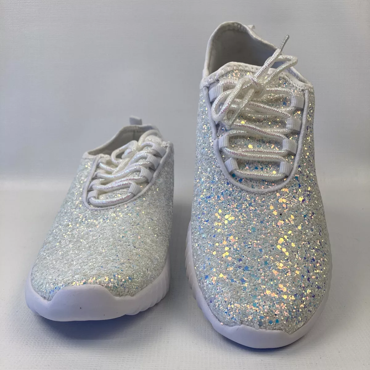 White sparkly cheap tennis shoes