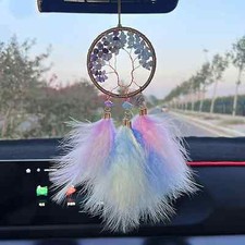 Feather Dream Catcher Car Charm - Hanging Ornament  Boho Car Decor