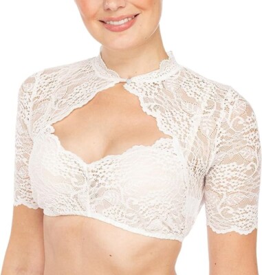 MMIHOIM Dirndlbluse Damen, Elegante Dirndlbluse mit Spitze, Trachtenbluse Gr. M