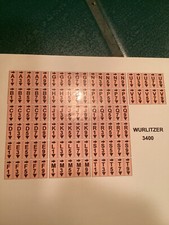 WURLITZER 1050 3400 3600 3700 3800 JUKEBOX ECT RECORD BATTERIA RIVISTA DECALCOMANIE