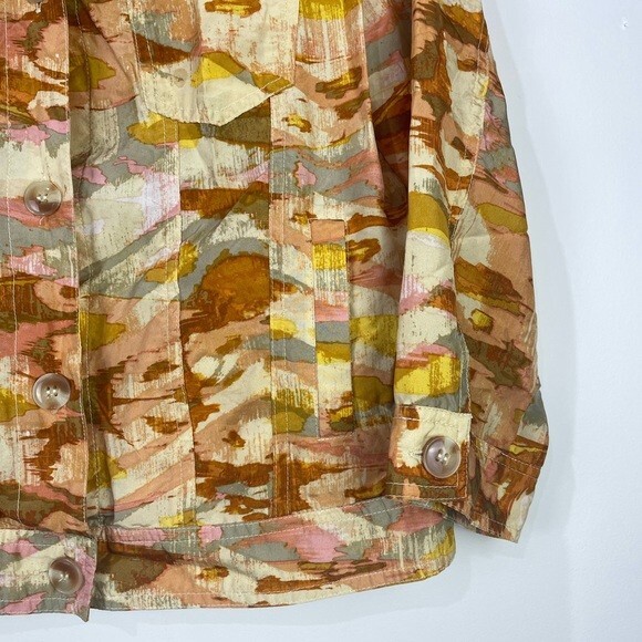 Pendleton Silk Watercolor Button Front Cropped Ja… - image 4