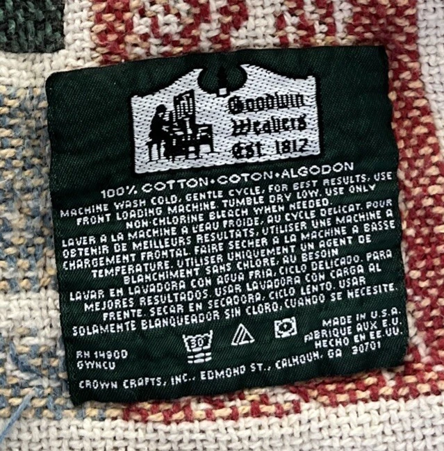 Manta Goodwin Weavers Tejida Algodón Linda Nelson Stocks Village Navidad Foto 3 de 3