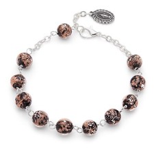 Rosary Bracelet Catholic in Black Murano Glass Beads from Vatican from Italy