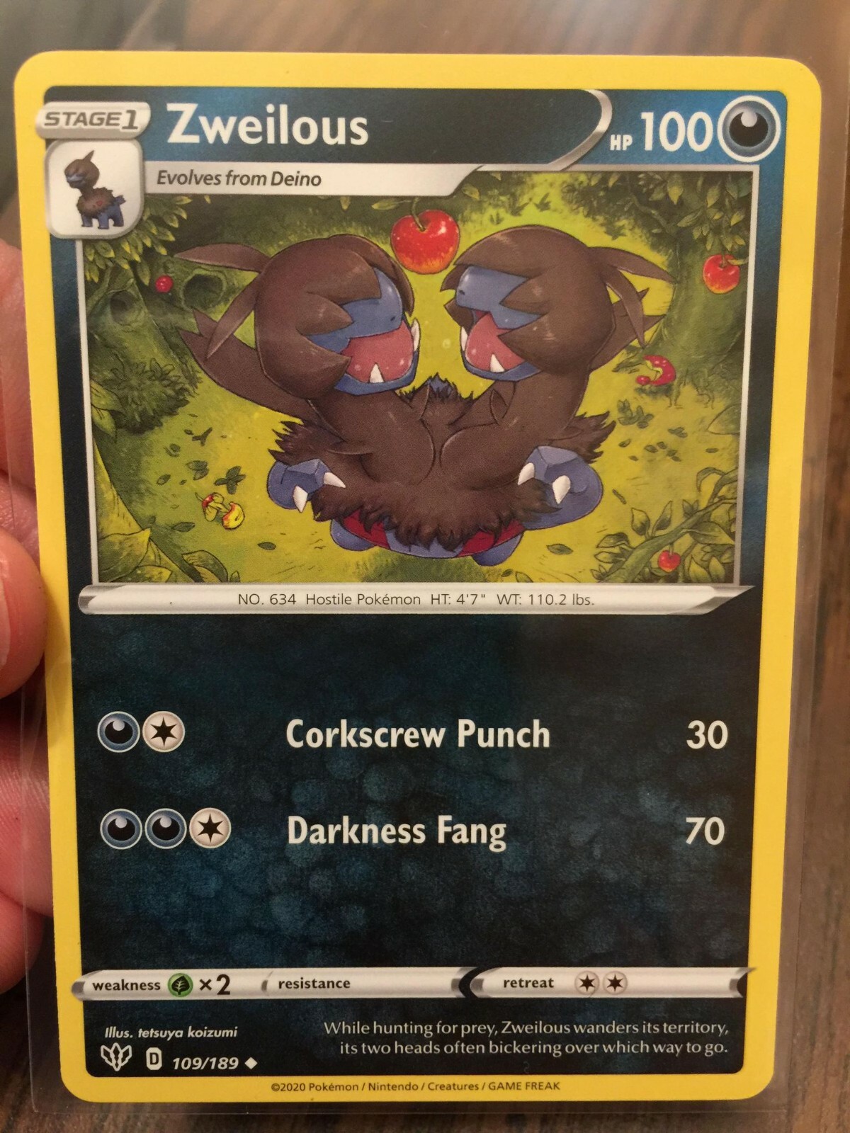 ZWEILOUS 2020 STAGE 1 POKEMON CARD - DARKNESS ABLAZE - #109/189 - FREE  SHIPPING! | eBay
