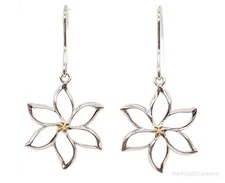 Vintage Designer FAS Large Flowers Gold Vermeil Sterling Silver Earrings