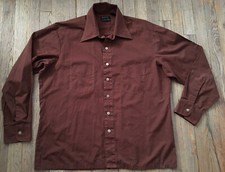 VTG 70s JC Penney Button Front Shirt, Chocolate Brown, Men  s L to XL, Rockabilly