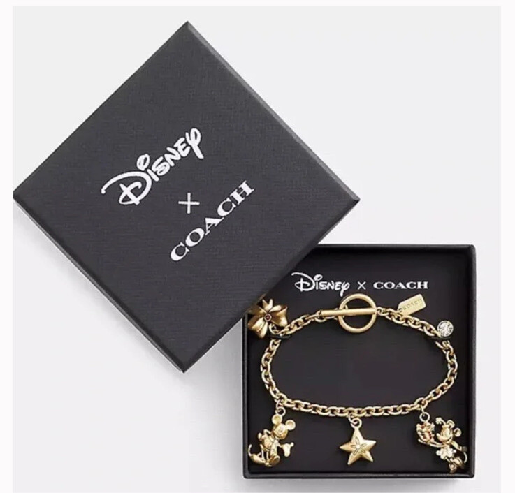 NEW Coach Disney X Charm Bracelet Mickey & Minnie Mouse Adjustable