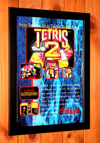 1993 Tetris 2 Nintendo SNES NES Game Boy Vintage Poster / Ad Page Framed