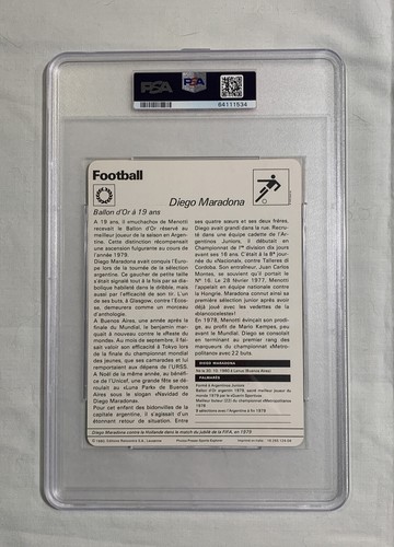 MARADONA RC 1976-1980 FRENCH SPORTSCASTER ROOKIE #124-04 RARE PSA 6 HIGHESTGRADE - Picture 2 of 2
