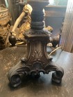Vintage French Empire Bouilotte Table Lamp w/ Blue Striped Shade Tall 3 Lite 35” — photo 4