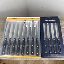 J A Henckels 8 Piece Eversharp Steak Knife Set Stainless Steel Serrated + 4 PACK