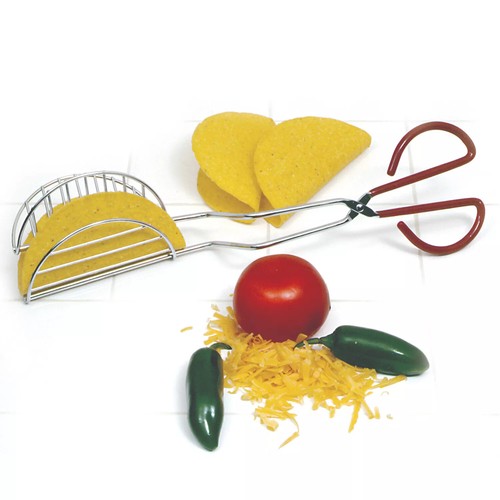 Taco Shell Maker Press Tortilla Fryer Tongs Kitchen Plated Steel 13" Long - Picture 6 of 6