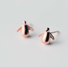 Tiny Animal 3D Penguin Rose Gold Stud Earring