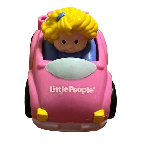 2009 Little People Pink Car Fisher Price Blonde Girl Convertible - Picture 2 of 5