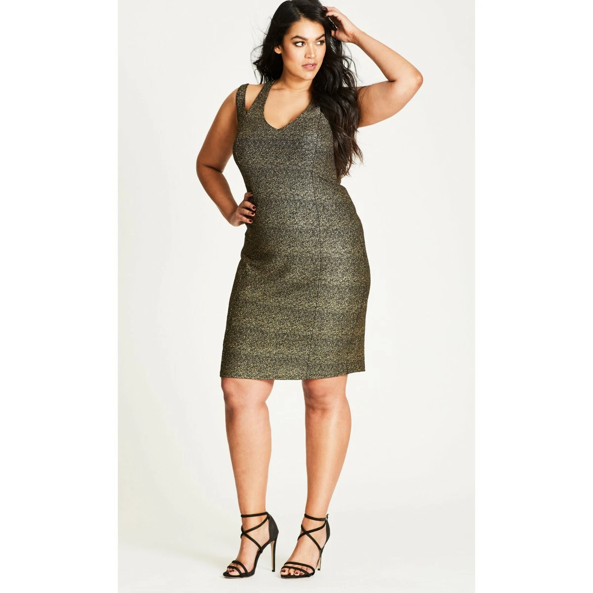 City chic gold dress sale