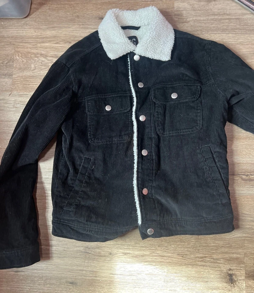 Chaqueta de Camionero BDG Urban Outfitters Para Hombre M Forrada Sherpa Manga Larga NEGRA Foto 4 de 4