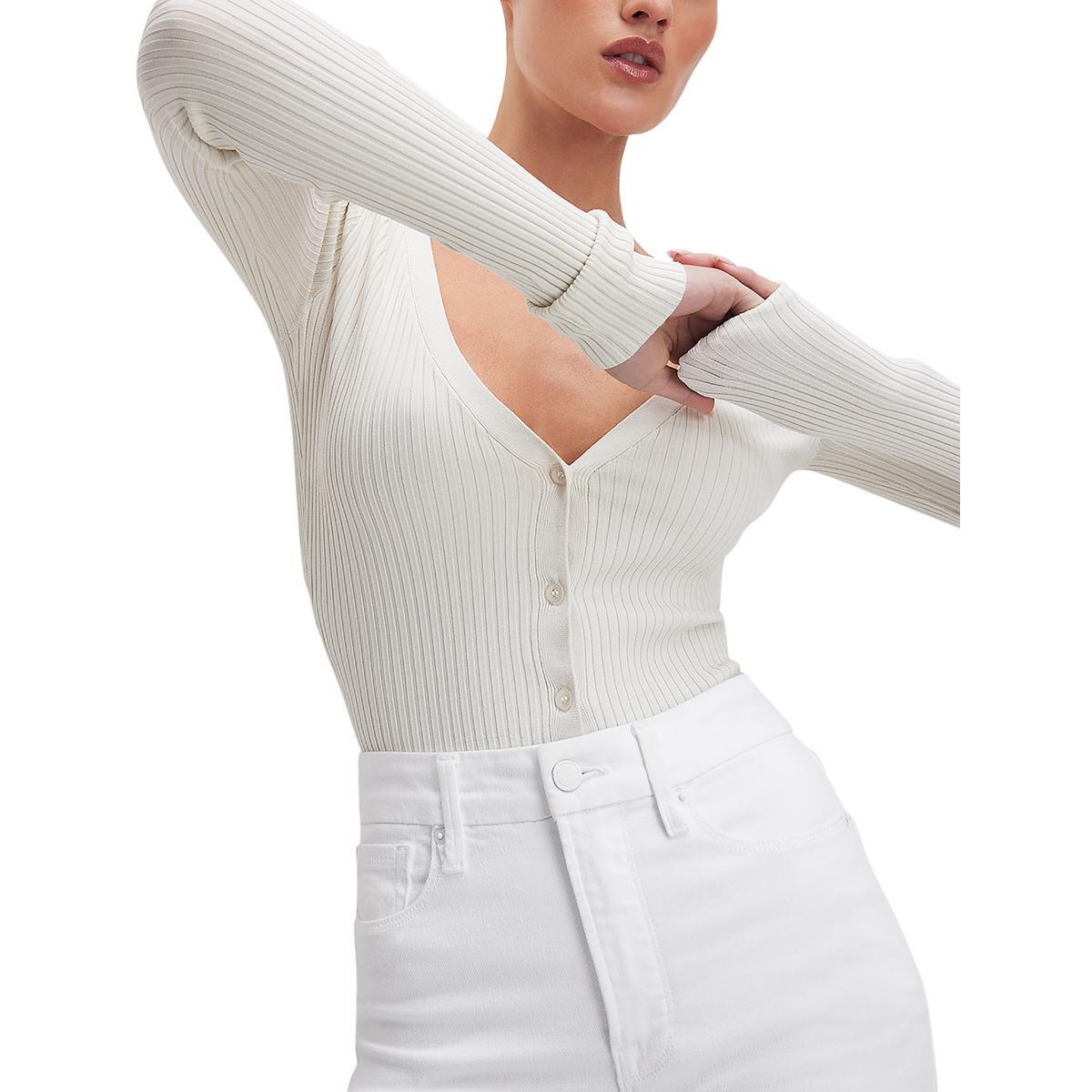 Хороший американский женский повседневный кардиган в рубчик на пуговицах BHFO 5001