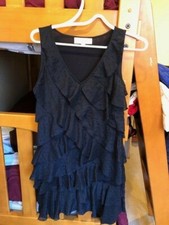 LOFT ~ Black Ruffle Front Sleeveless Dress (Size 4)  LBD