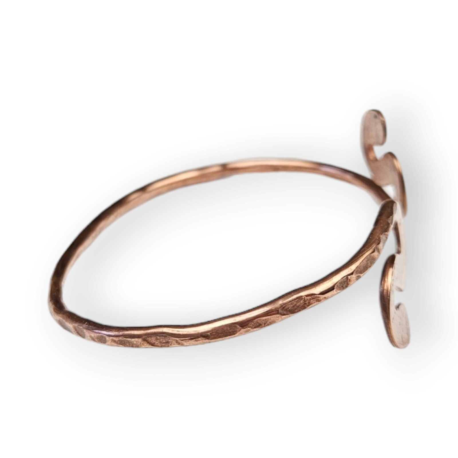 Hammered Solid Copper Cuff Bracelet Wire Twist Op… - image 8