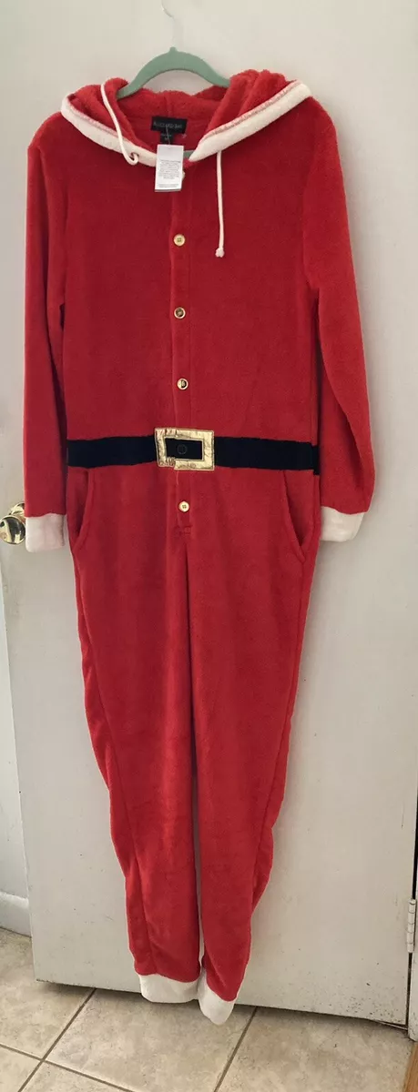Santa Claus Pajamas Hooded Fleece Medium Christmas Suit Holiday