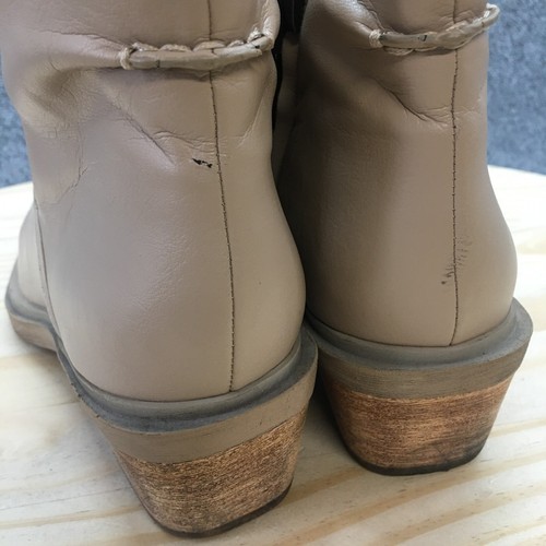Franco Sarto Boots Womens 7.5 M Forta Ankle Booties Heels Beige Faux Leather - Picture 9 of 21