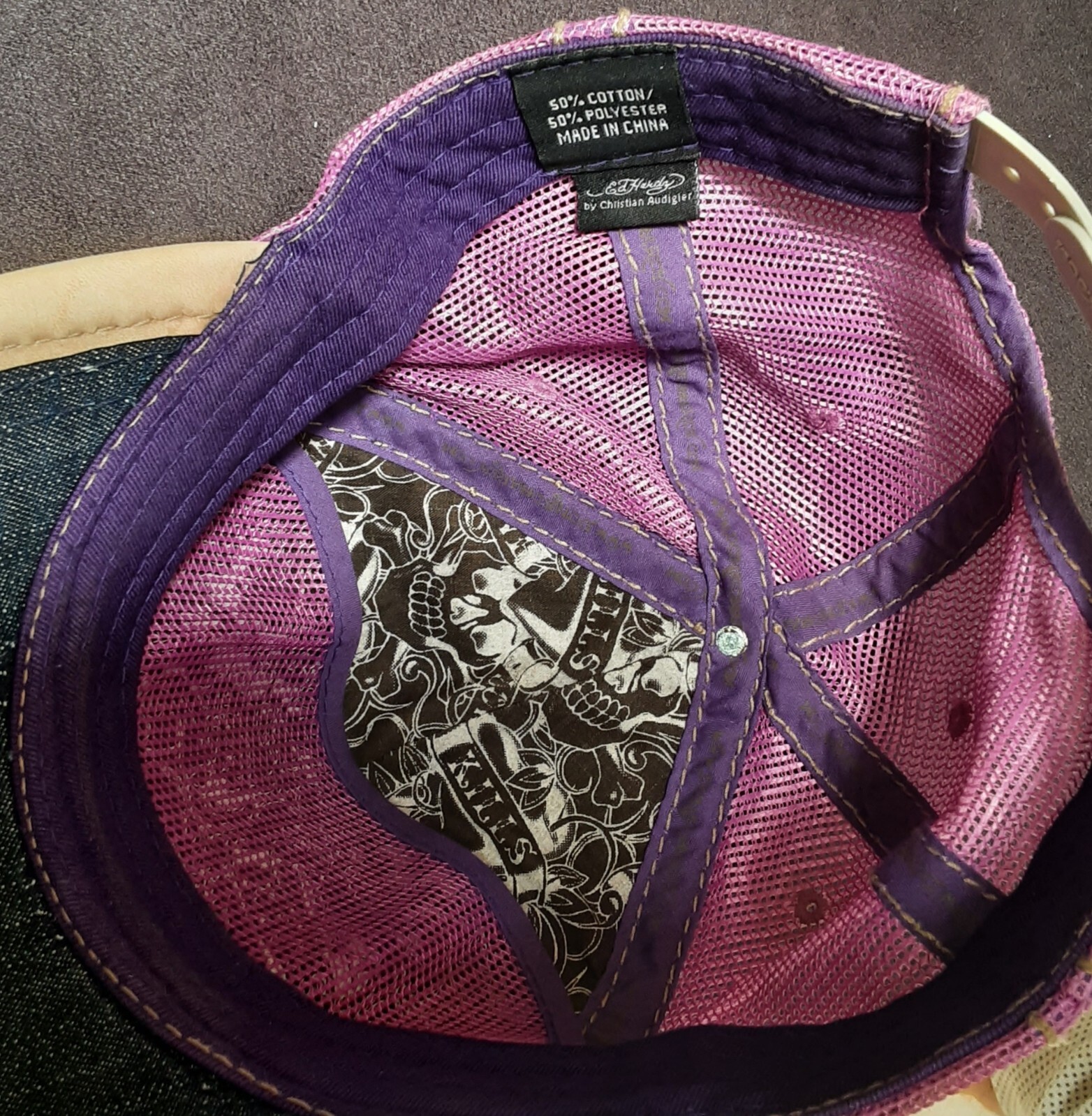 ED HARDY by CHRISTIAN AUDIGIER - RARE 'FISH' LEATHER BASEBALL CAP Size... image 5