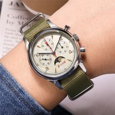 1963 40mm Sapphire ST1908 Seagull Movement Moon Phase Man Calendar Wristwatch