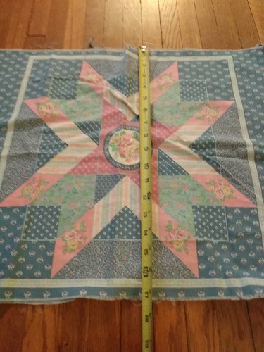 Lot Of Two Blue Rose Star Country Cotton Blend Pillow Panels Approx 17x 21 In - Picture 2 of 3