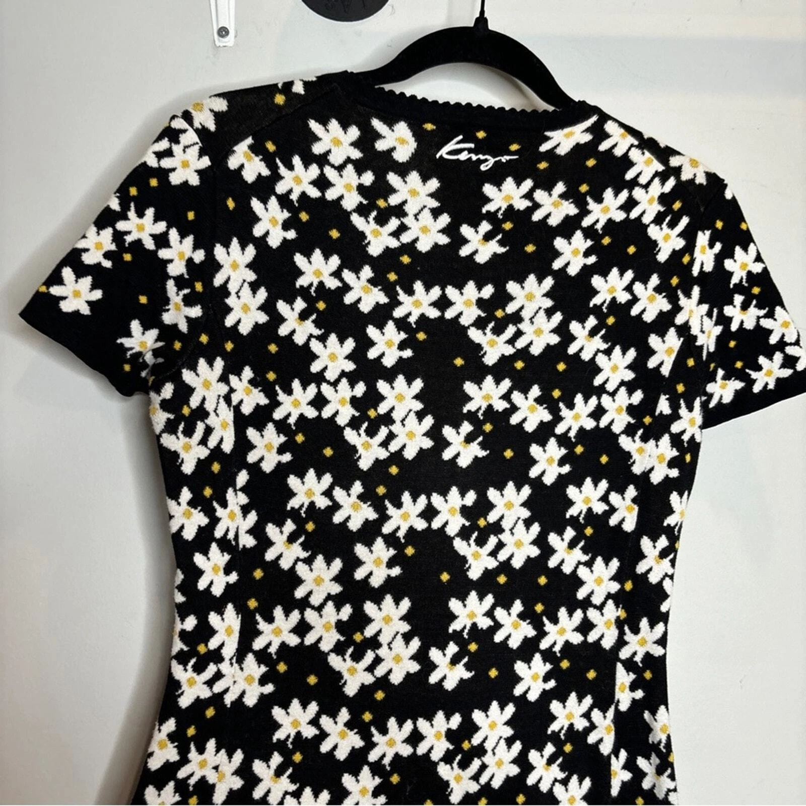 Mini Abito Kenzo Jackie Fiori Maglia Cotone Margherita