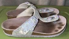 birkenstock Girls 32 US Size 1 Holgraphic Thong Slip On Hard Bottom