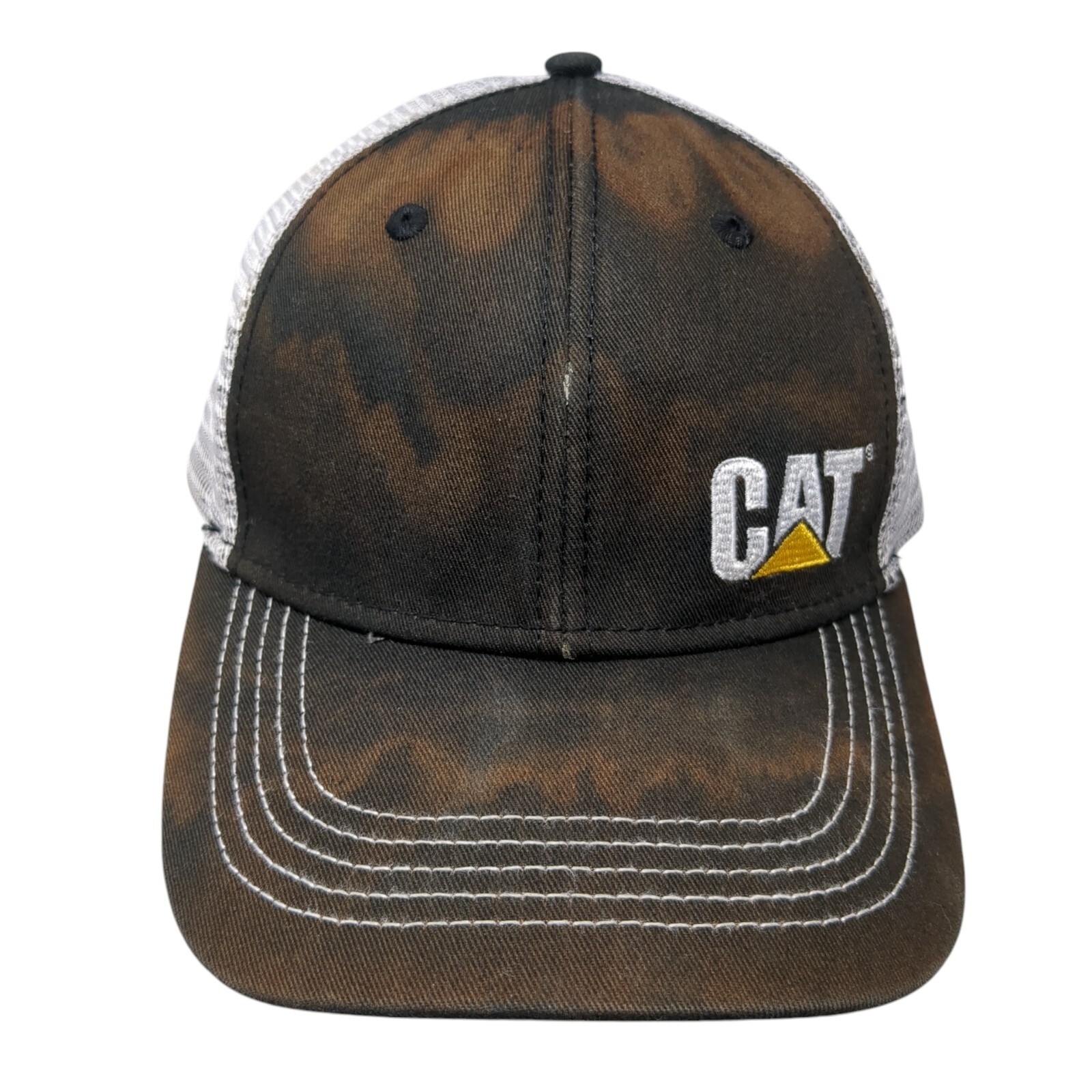 CAT Snapback Trucker Hat Black One Size Adjustable Embroidered Mesh Back 6 Panel