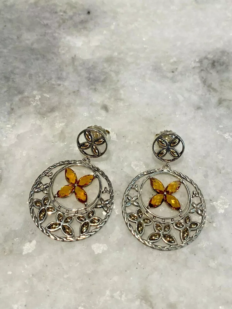 John Hardy Batu Kawung SS 18KYG Earrings w 8 mare citrine