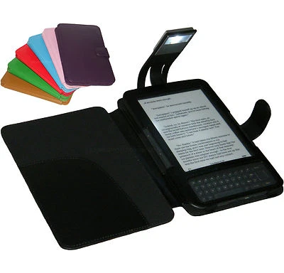 FUNDA NEGRA CON LUZ DE LECTURA PARA TECLADO AMAZON KINDLE 3 Y 3G