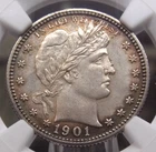 1901 "P" Barber SILVER Quarter 25c NGC MS63 #001 Unc BU Uncirculated ECC&C, Inc.