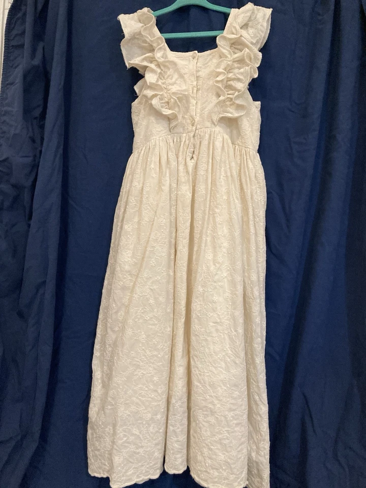 Maxi Vestido Primavera Nora Lee Niñas Blanco Encaje Algodón Talla 10 Foto 2 de 4