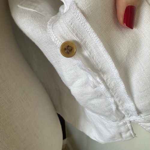 MADEWELL Leinenhemd Damen kleine Klappentasche Knopfleiste weiß kastige Passform NO994 * 85 $ - Bild 9 von 12