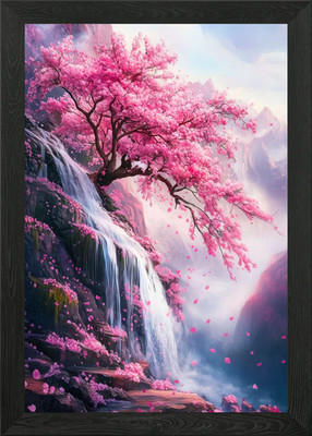 Kirschblüte Wasserfall gerahmtes Wandbild Poster Leinwanddruck Bild