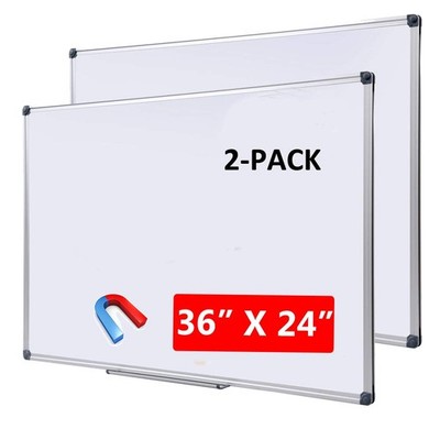 2 Pack 36'' x 24'' Magnetic Dry Erase Board with Removable Marker Tray| Commerc...