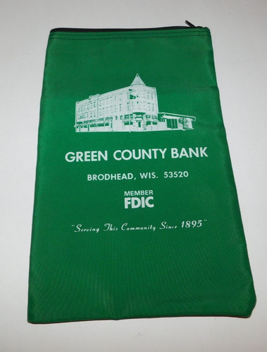 NEAT USED GREEN COUNTY BANK BRODHEAD WIS MONEY DEPOSIT BAG